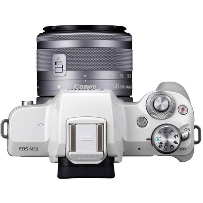 Canon EOS M50 Mirrorless Digital Camera Lens Kit in White